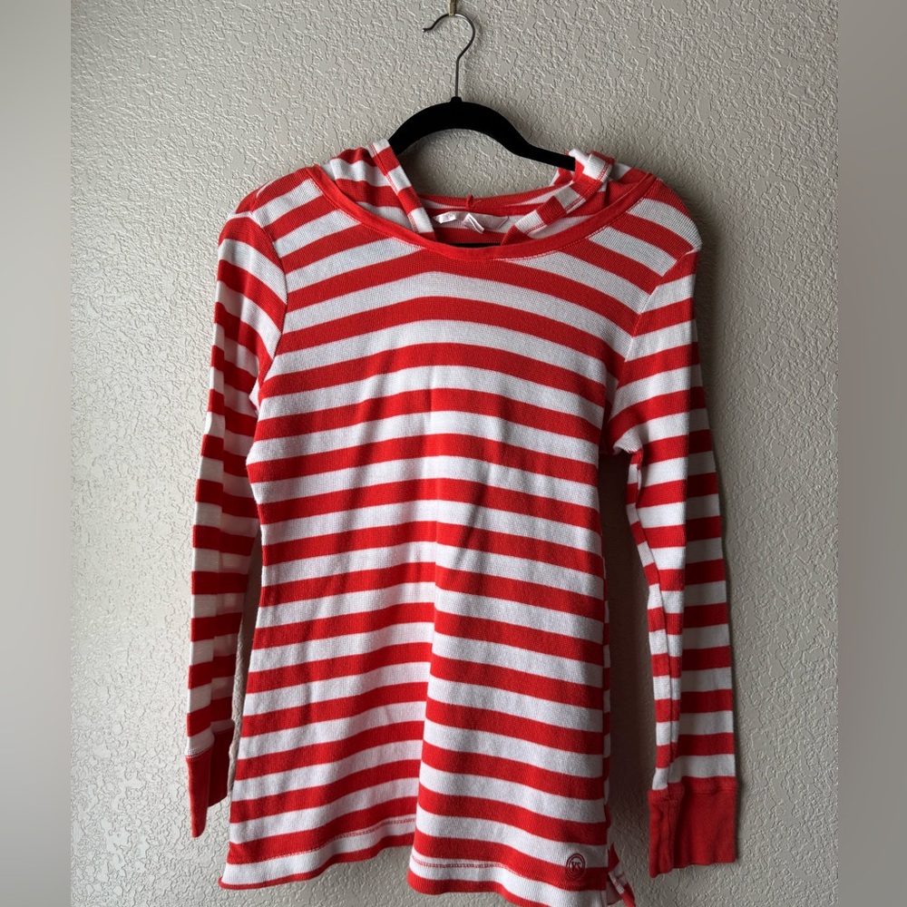 Victoria’s Secret Striped Orange and White Long Sleeve Top Size L